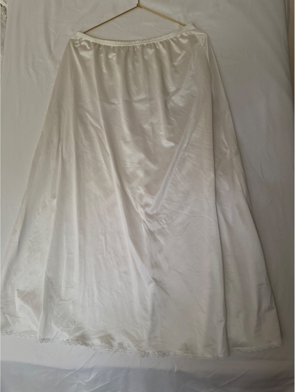 Vintage White Satin Maxi Half Slip Skirt Small/medium